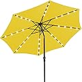 JEAREY Upgrade 9FT LED Lighted Patio Umbrella, Solar Outdoor Umbrella, Tilt Table Umbrella for Pool, Deck & Yard(Yellow)