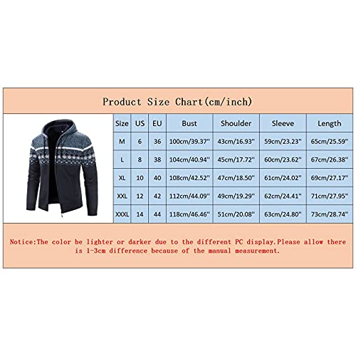 Burband Mens Heavy Warm Sherpa Fleece Lined Stripe Hoodie Jackets Zip Up Thick Cable Knitted Cardigan Sweater Coats, Z-Gray, Xx-Large #TOP3