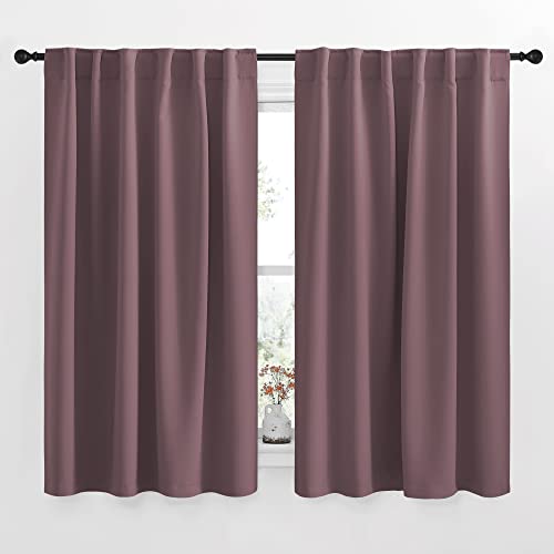 NICETOWN Window Treatment Curtains Room Darkening Drapes - (Dry Rose Color) 52 Width X 54 Drop Each Panel, 2 Panels Set, Curtains and Draperies for Ki