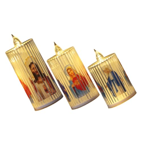 3 Velas LED de plástico UKCOCO sin fuego con luz decorativa para belenes