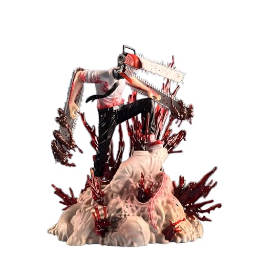 Image of Chainsaw Man Denji Action Figure, 18cm Collectible Statue with Chainsaw and Blood Effects