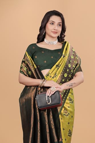 Image of Traditional Banarasi Silk 5.50 Meter Saree With 0.8 Meter Unstitched Blouse Piece For Wedding, Family Function, Festival And Special Occasion