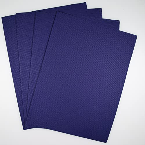 Image of KCS 4 pc of 12 inch x 18 inch 14CT Counted Cotton Aida Cloth Cross Stitch Fabric (Royal Blue)