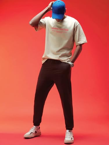 Image of Veirdo Cotton Drop Shoulder Round Neck Oversized Baggy Fit Front & Back Graphic Printed Half Sleeve T-Shirt Men (Available in from S to 2XL)