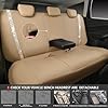 CAR PASS Bling Diamond Car Seat Covers Full Set, Shining Glitter Rhinestone Waterproof Faux Leather Interior Sets Universal Fit Automotive Glitter Crystal Sparkle Strips for Cute Women Girl, Beige #3