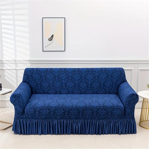 Housse de canapé jacquard extensible motif gaufré 1 place gris