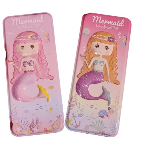TERA 13 Pencil Box for Kids (1 Pcs) Mermaid Pencil Box for Girls, Metal Pencil Box, Stationary Items, Pencil Box for School, Stationary Storage Box, Birthday Gifts, Diwali Gifts, Christmas