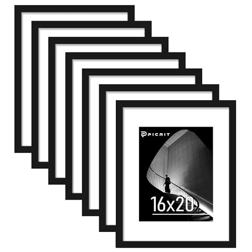 Image of Picrit 16x20 Picture Frame Set of 7, Black Poster Frames for Wall
