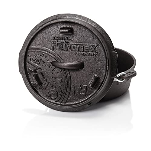 Petromax Feuertopf ft3 - Dutch Oven mit planem Boden für alle Herdarten, Gasgrill, Backofen, Gaskocher und offenes Feuer - sofort einsatzbereit ohne Einbrennen - Kochtopf mit Deckel - 1,6 Liter