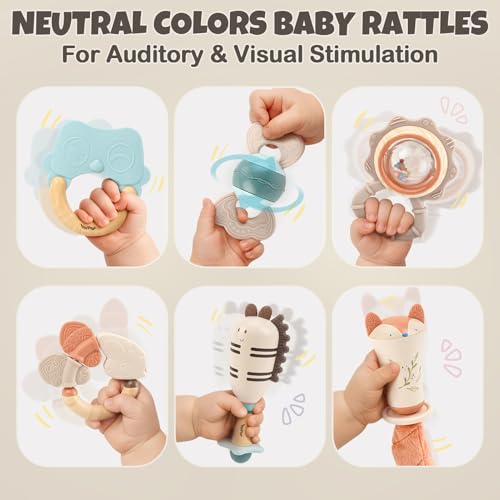 Baby Toys 0-6 Months Newborn Toys Rattle Teething Toys Sensory for Baby with Storage Box (10pcs) - Image 4