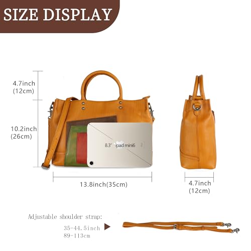 LETEULO Women's RFID Blocking Clasp Wallet Vintage Hand Rubbing Wallets Organizer (Brown) AND Women Leather Shoulder Bag Vintage Shoulder Bag(Brown)4