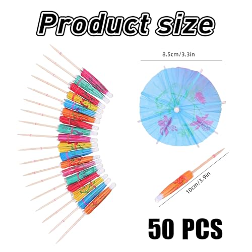 50 Stück Cocktail Schirmchen,Cocktailschirmchen,Papier Sonnenschirm Cocktail Deko Sommerfest,Cocktailbar Deko,Papier Mini Papierschirmchen,Eisschirmchen Bunte für Partys,Sommerfest,Fruchtdekoration