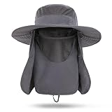 [Pawinpaw] サファリハット メンズ フィッシングハット 日除け帽子【360度全方位UVカット・日よけカバー・UPF50+・撥水・防汚】日よけ帽子 フィッシングハット つば広 日焼け防止 大きいサイズ メッシュ 通気性 防風 軽量 紫外線対策 折りたたみ あご紐付き ガーデニング/農作業/釣り 男女兼用 (JP, 数字サイズ, 60.0 cm, ダークグレー)