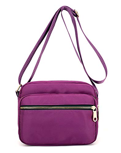 Collsants Small Nylon Purse Mini Crossbody Bag Travel Shoulder Bag Multi Zipper Pockets