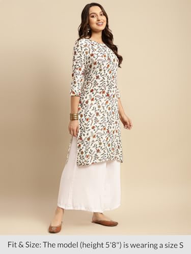 Image of rangita Yellow Rayon Calf Length Striped Straight Kurti for Women | Kurta for Women