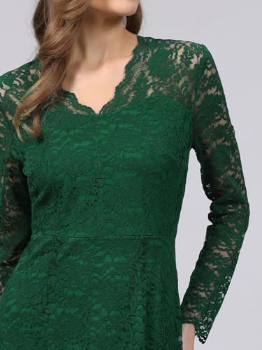 Image of Hobemty Women's Floral Lace Dress V Neck Long Sleeve Cocktail Wedding Bodycon Pencil Dresses