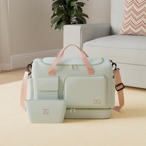 Image of Large Travel Duffle Bag, Carry On Weekender Bag with Shoe Compartment, Gym Tote Overnight Bags for Women for Travel with Toiletry Bag