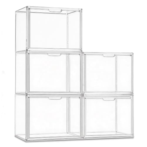 5 Pack Purse Organizer for Closet Acrylic Display Cases Clear Storage Boxes