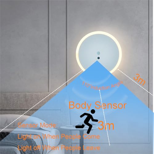 Apliques de pared recargables USB con sensor de movimiento y luz cálida para dormitorio 2
