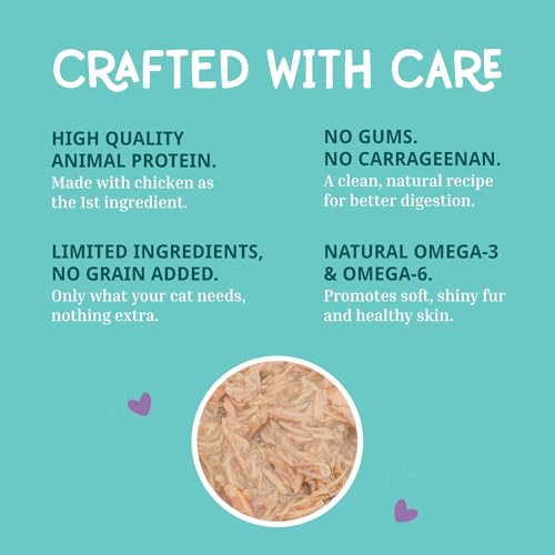 Image of LOVE, NALA - Single Protein Chicken Flaked Wet Cat Food - Hydration Broth, Natural, Grain-Free, Non-GMO, No Gums, No Carrageenan, Human-Grade Chicken, Added Vitamins & Minerals - 2.8 oz, 12 Cans