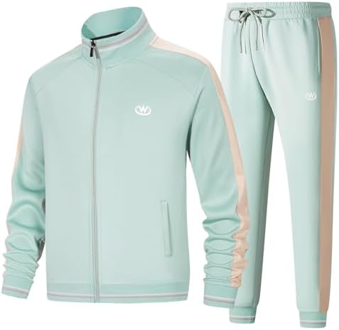 wiebdncj Herren Trainingsanzug Langarm 2-teilig Jogginganzug | Jacke und Hose mit Reißverschluss und Taschen; atmungsaktiv und bequem; perfekt für Sport, Training, Loungewear und A