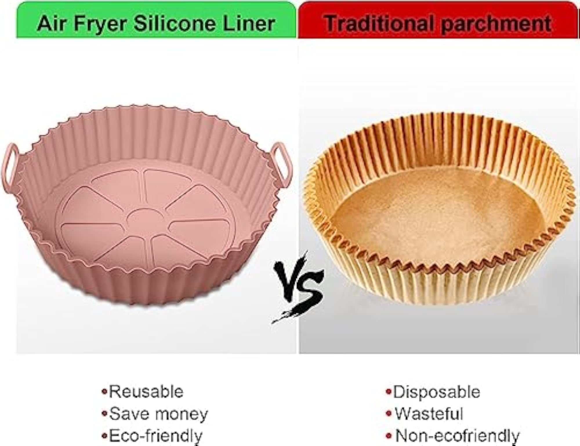 2 PCS Silicone Air Fryer Liners, Nonstick Baking Tray