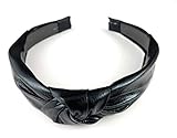 Black turban knot headband shiny lamé fabric covered grip teeth lame shiny fabric turband