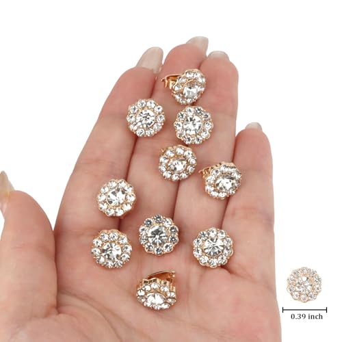 YISSION 20 Pzas Mini Pinzas Decorativas con Cristal Dorado miniatura 6