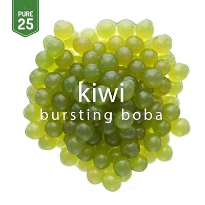 Bossen Bursting Boba Pure25 filled with a refreshing fruity liquid that creates a burst of flavor in your mouth Make in Taiwan 7.04 lb Each Pack (4 packs, Kiwi)