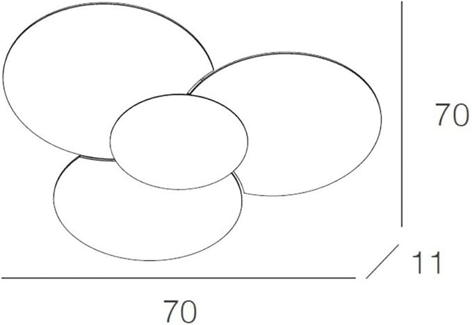 Top Light Moderne plafondlamp Clover Met. Blad Zilver Glas Wit 6 lampen E27 70 cm photo 3
