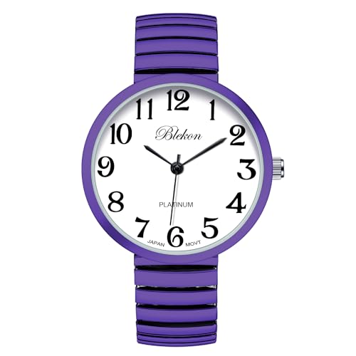Stylish Lavender Oversized Face Stretch Band Fashion Watch with Japanese Quartz Movement - Image 5