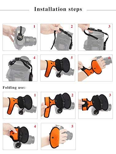 Image of HIFFIN EF-1 Black Leather Wrist Hand Grip Camera Strap for Nikon Canon Sony Pentax Olympus Panasonic SLR DSLR Cameras (EF1-Black)