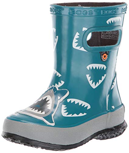 BOGS Kids Skipper Waterproof Rubber Rain Boot for Boys and Girls, Shark -Dark