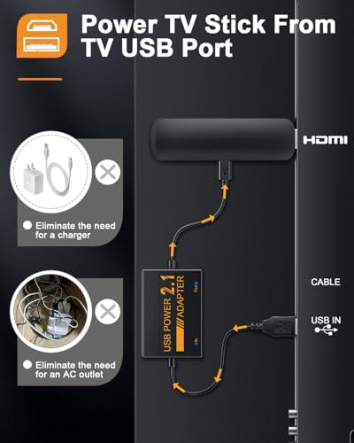 Adaptador USB 5V 2.1A para Fire Stick con alimentación estable sin enchufe 2