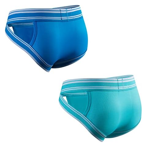 JOCKMAIL 2PCS/PACK Mens Briefs Underwear Wide Belt Mens Underwear Briefs Mesh Athletic Mens Sport Underwear Briefs (as1, alpha, xx_l, regular, regular, Blue+lightblue) Cover