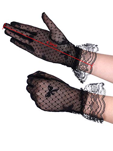 SATINIOR Short Lace Gloves Girls Tea Party Lace Gloves for Formal Princess Dressing Wedding Halloween3