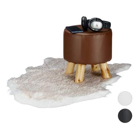 Taburete Bajo de Cuero Sintético con 4 Patas Cover