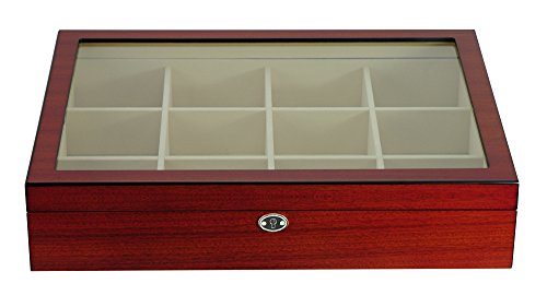 Timelybuys Display Case For 12 Ties, Belts, And Accessories Cherry Wood Storage Box Father's Day Gift #TOP7