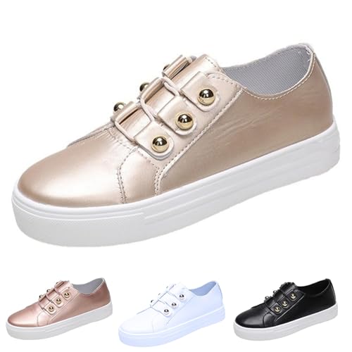 Women's Fashion Sneakers Casual Slip On Sneaker Comfort Non Slip Flats Loafers Lightweight Sneakers Vegan Shoe Leather Retro Walking Shoes4