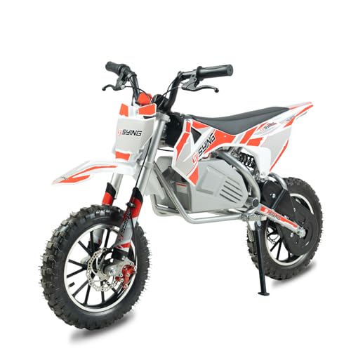 SYING Electric Dirt Bike, 36V 500W Off-Road Electric Motocycle for Kids 8-14 Yrs,15 MPH Peak Speed,Dual Suspension High Torque Motor for Mountain Roads and Trails, Instant Start and Zero Emissions