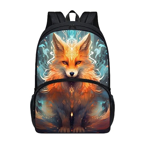 Creative Fox Print Animal Kids' Backpacks Boys Girls School Laptop Travel School Bag Travel Rucksack,Mysterious Fox