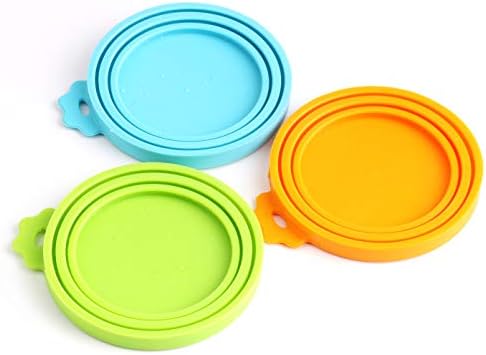 Comtim Pet Food Can Cover Silicone Can Lids for Dog and Cat Food(Universal Size,One fit 3 Standard Size Food Cans),Multi-colored