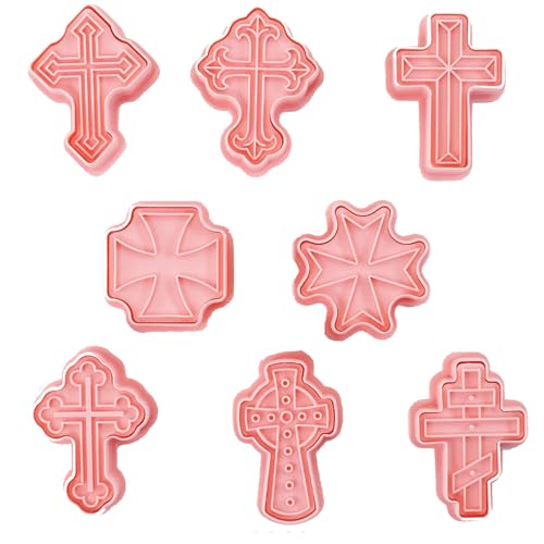 Molde cruzado - Cortador de galletas cruzadas, juego de cortadores de galletas 3D Molde de fondant | Sets de sellos de Christian, cortadores de con diseños de dibujos animados cristia