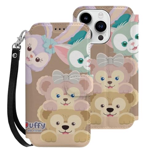 ダッフィーフレンズ iPhone15 Pro用ケース 手帳型 財布型 スマホケース カード収納 PUレザー おしゃれ アイフォン15 Pro用ケース 全面保護 マグネット式 耐衝撃 脱着簡単