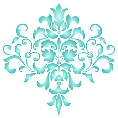 Damask stencil, 10 x 10 inch (m) - large floral allover pattern w…