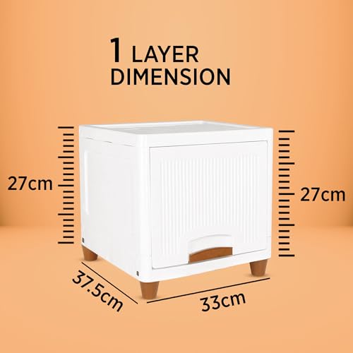 Image of TEKCOOL Chest of Drawers : Versatile Drawer Storage Organizer & Organisers Storage Box for Ideal for Neat and Tidy Storage Solutions Plastic Drawers Storage (White, 1XL);