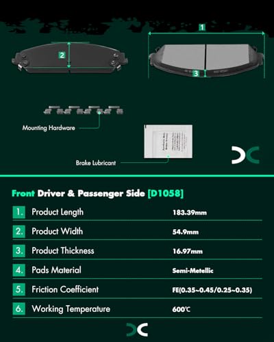 Image of SCITOO D1058 D1057 Front Rear Semi-Metal Brake Pads Sets Fit For Chrysler 300 2005-2019,For Dodge Challenger 2009-2017,For Dodge Charger 2006-2019,For Dodge Magnum 2005-2008