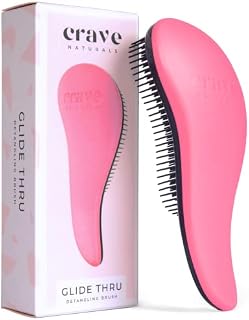 Crave Naturals Glide Thru Detangling Brush for Adults & Kids Hair, Detangler Hairbrush for Natural, Curly, Straight, Wet or Dry Hair, Hair Brushes for Women, Styling Brush (Pink)