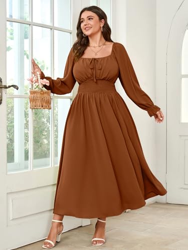 Image of SHESTARR Women's Plus Size Dress Long Sleeve Milkmaid Dress