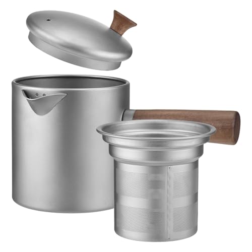 Yoidesu Camping Kettle for Open Fire Portable Tea Kettle with Fine Mesh Filter Easy to Brew Tea Smooth Pour Lightweight 580ml